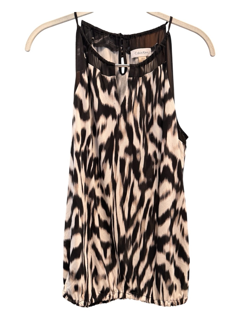 Calvin Klein Black and Cream Printed Halter Top